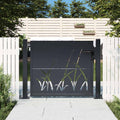 vidaXL Furtka ogrodowa, antracytowa, 100x100 cm, stal, motyw trawy