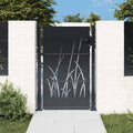 vidaXL Furtka ogrodowa, antracytowa, 100x125 cm, stal, motyw trawy