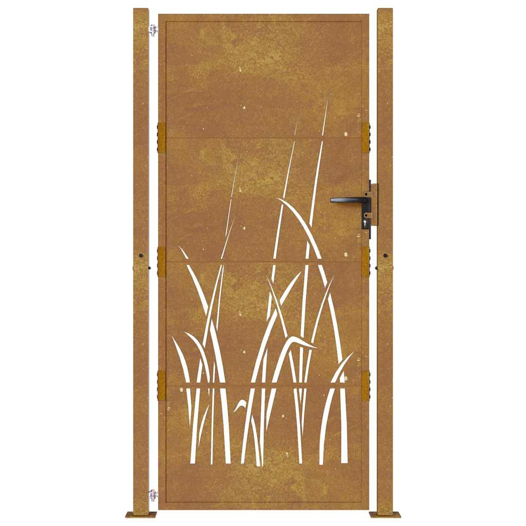 vidaXL Furtka ogrodowa, 100x175 cm, stal kortenowska, motyw trawy
