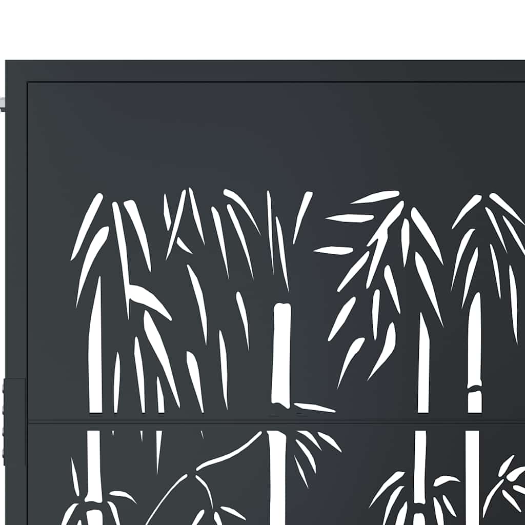vidaXL Furtka ogrodowa, antracytowa, 100x75 cm, stal, motyw bambusa