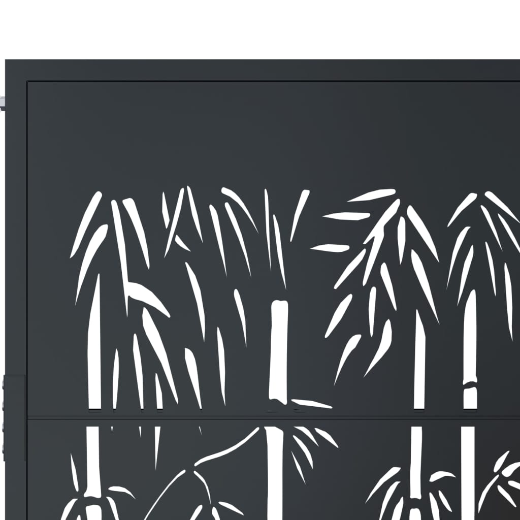 vidaXL Furtka ogrodowa, antracytowa, 100x125 cm, stal, motyw bambusa