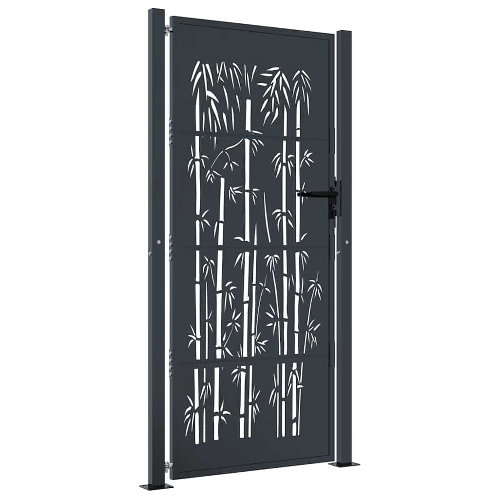 vidaXL Furtka ogrodowa, antracytowa, 100x175 cm, stal, motyw bambusa