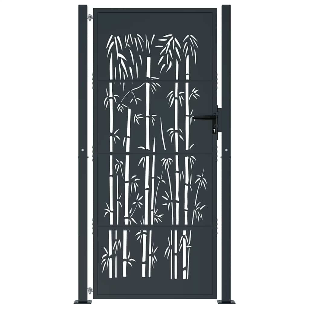 vidaXL Furtka ogrodowa, antracytowa, 100x175 cm, stal, motyw bambusa