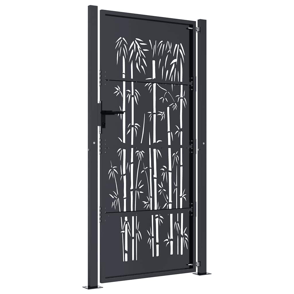 vidaXL Furtka ogrodowa, antracytowa, 100x175 cm, stal, motyw bambusa