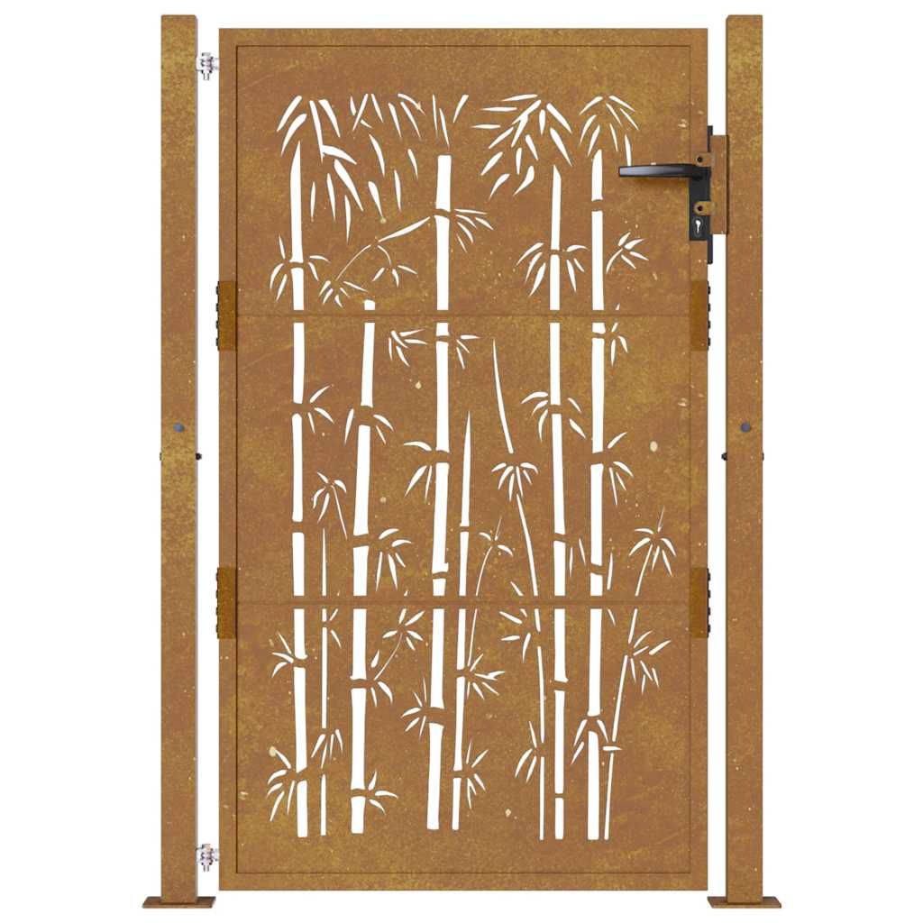 vidaXL Furtka ogrodowa, 100x125 cm, stal kortenowska, motyw bambusa