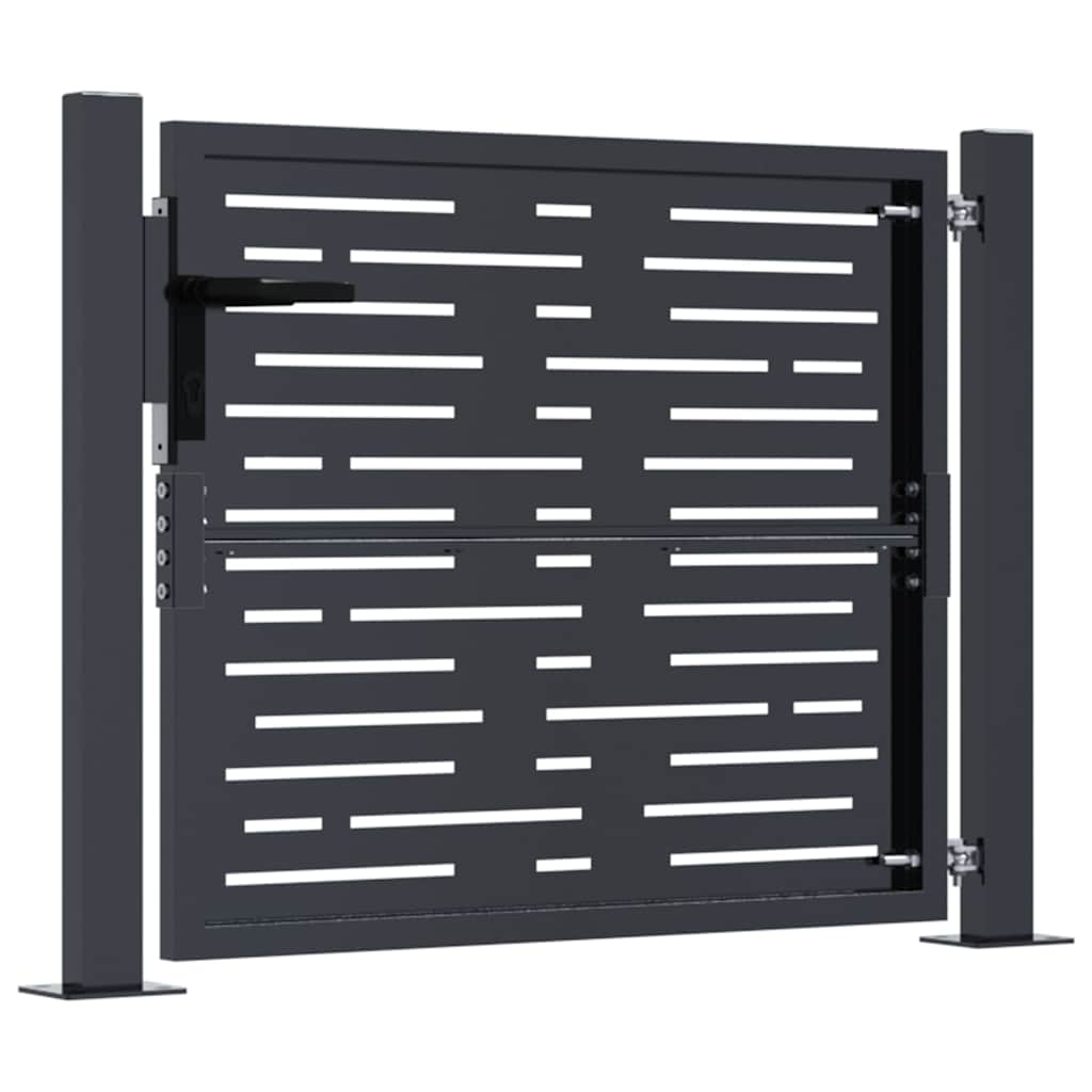 vidaXL Furtka ogrodowa, antracytowa, 100x100 cm, stal, w prostokąty