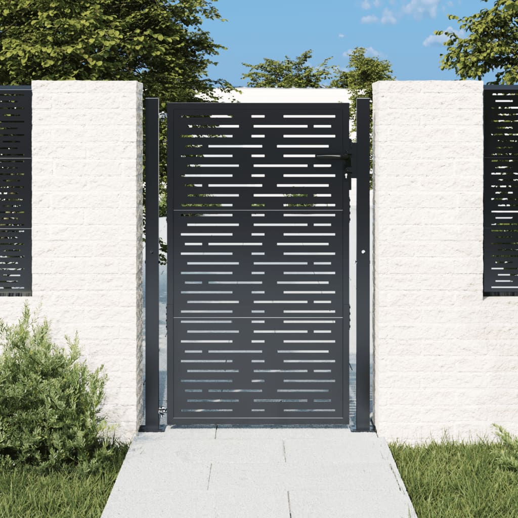 vidaXL Furtka ogrodowa, antracytowa, 100x125 cm, stal, w prostokąty