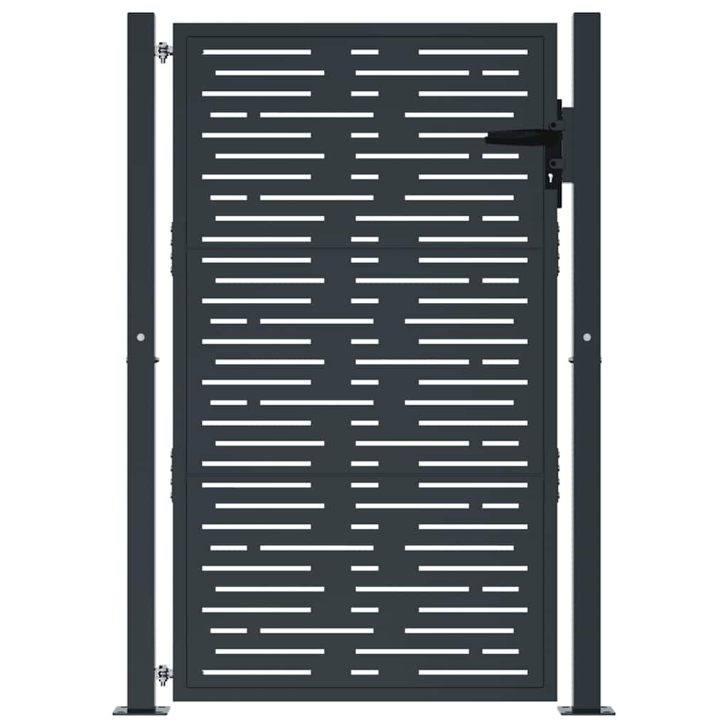 vidaXL Furtka ogrodowa, antracytowa, 100x150 cm, stal, w prostokąty
