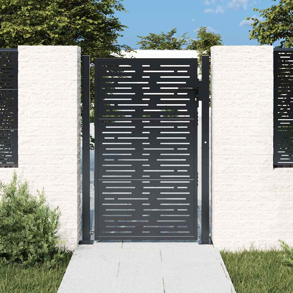 vidaXL Furtka ogrodowa, antracytowa, 100x150 cm, stal, w prostokąty