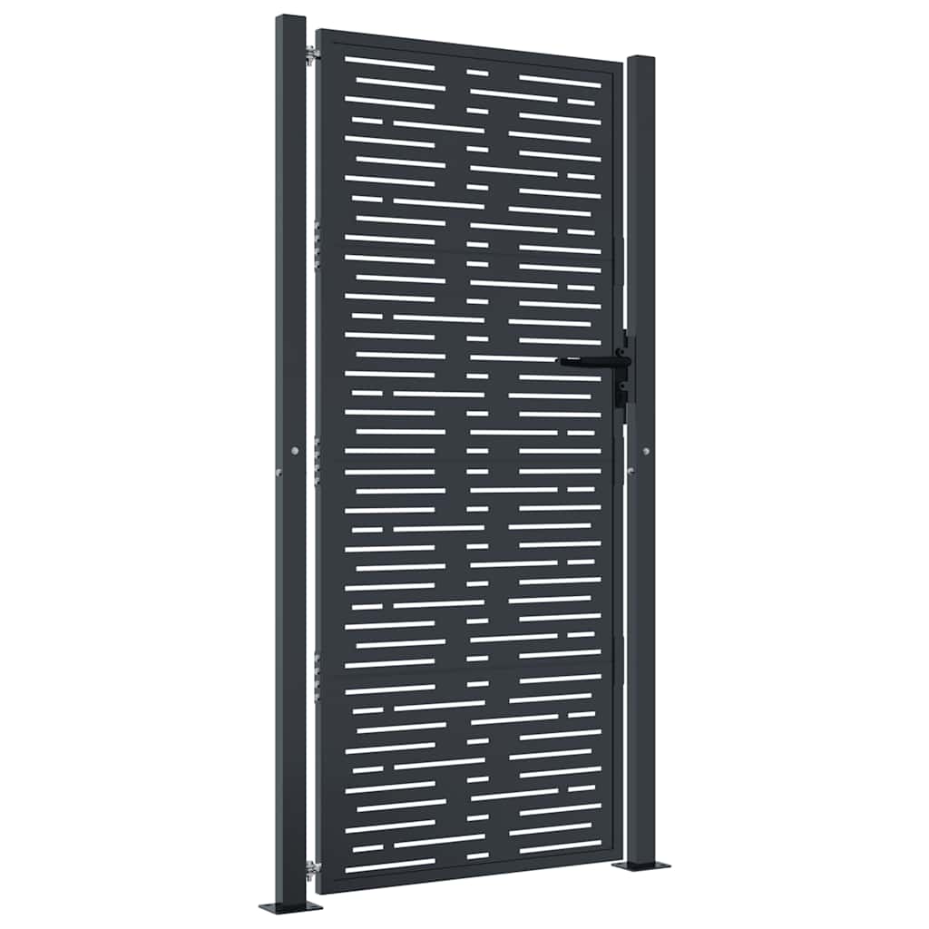 vidaXL Furtka ogrodowa, antracytowa, 100x175 cm, stal, w prostokąty