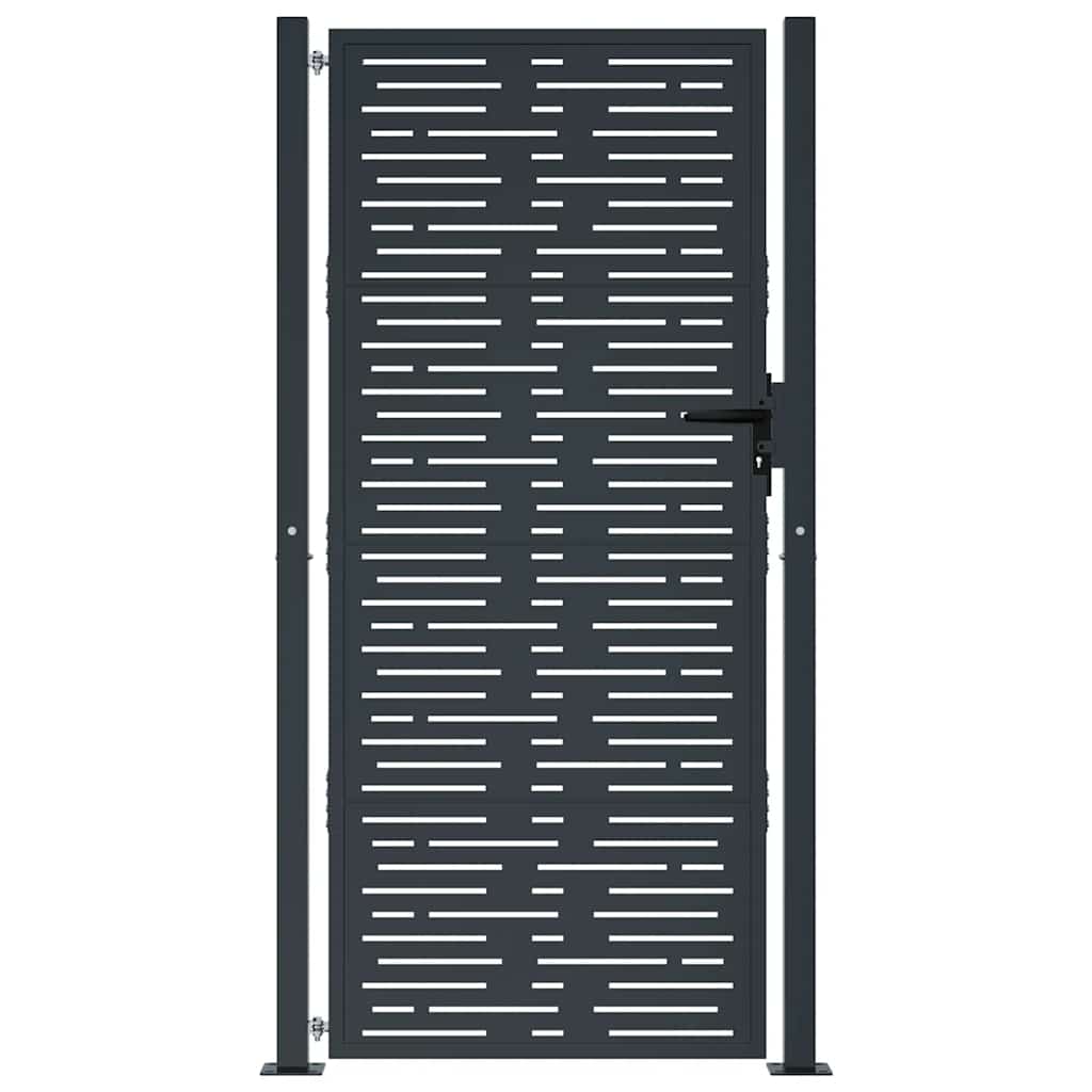 vidaXL Furtka ogrodowa, antracytowa, 100x175 cm, stal, w prostokąty