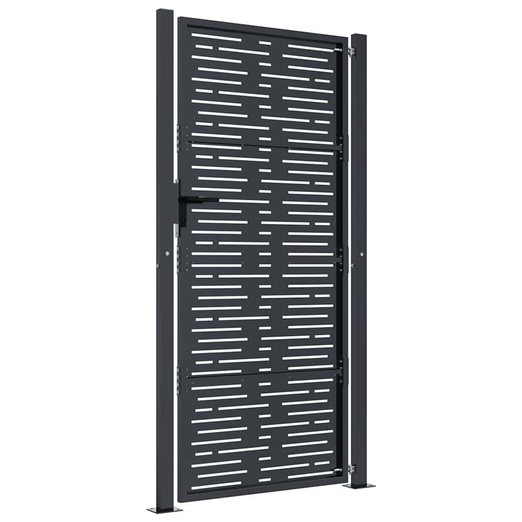 vidaXL Furtka ogrodowa, antracytowa, 100x175 cm, stal, w prostokąty