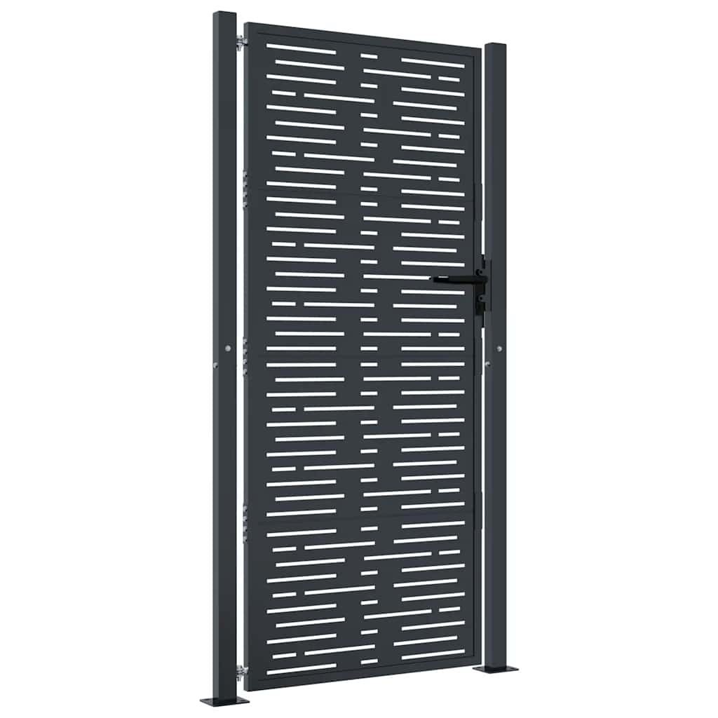 vidaXL Furtka ogrodowa, antracytowa, 100x200 cm, stal, w prostokąty
