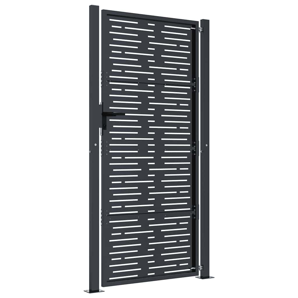 vidaXL Furtka ogrodowa, antracytowa, 100x200 cm, stal, w prostokąty