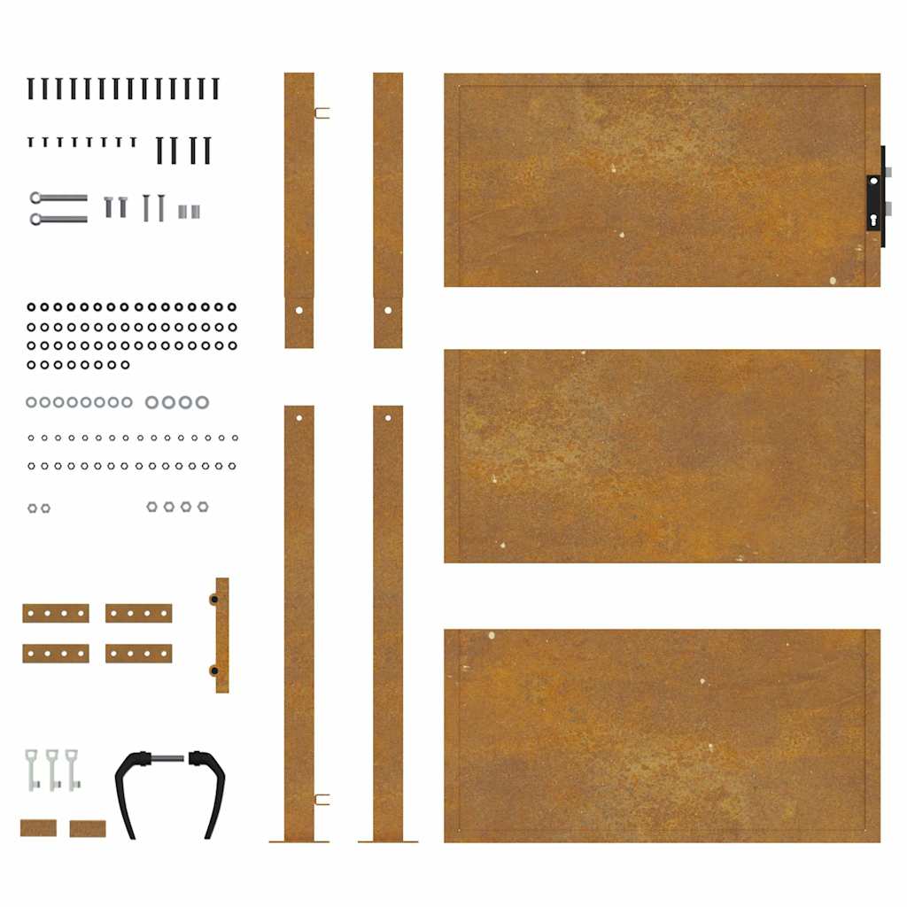 vidaXL Furtka ogrodowa, 100x125 cm, stal kortenowska