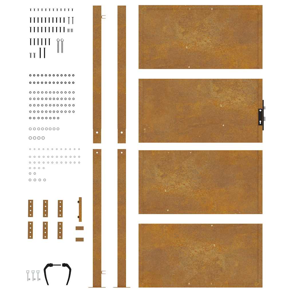 vidaXL Furtka ogrodowa, 100x175 cm, stal kortenowska