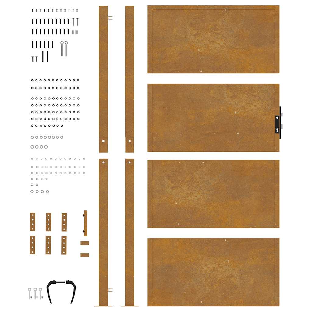 vidaXL Furtka ogrodowa, 100x200 cm, stal kortenowska