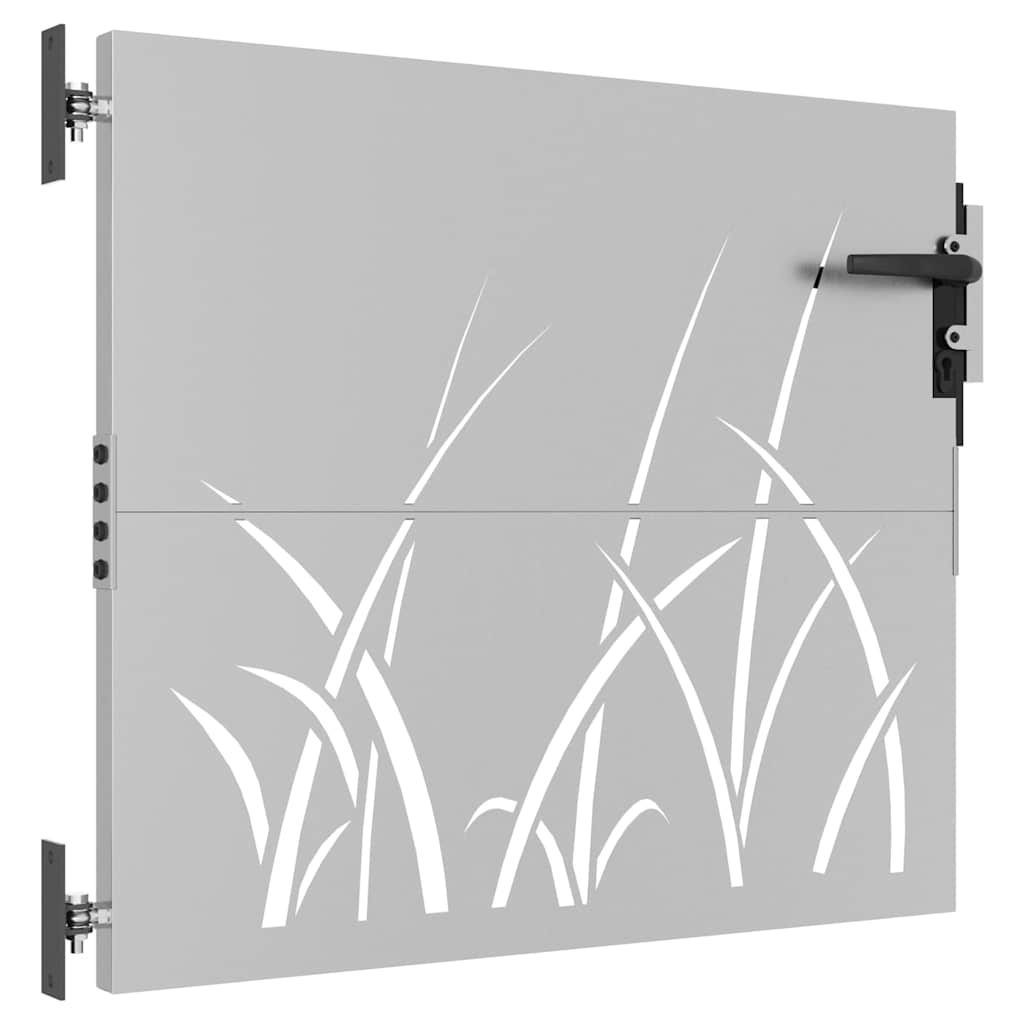vidaXL Furtka ogrodowa, 85x75 cm, stal kortenowska, motyw trawy
