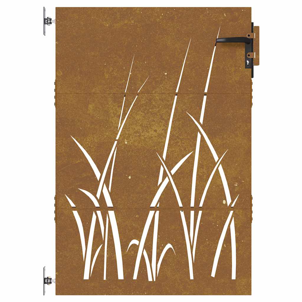 vidaXL Furtka ogrodowa, 85x125 cm, stal kortenowska, motyw trawy