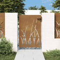vidaXL Furtka ogrodowa, 85x150 cm, stal kortenowska, motyw trawy