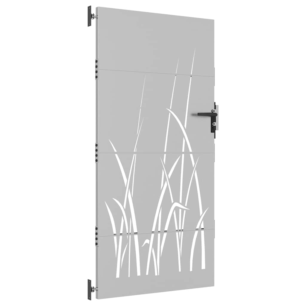 vidaXL Furtka ogrodowa, 85x200 cm, stal kortenowska, motyw trawy