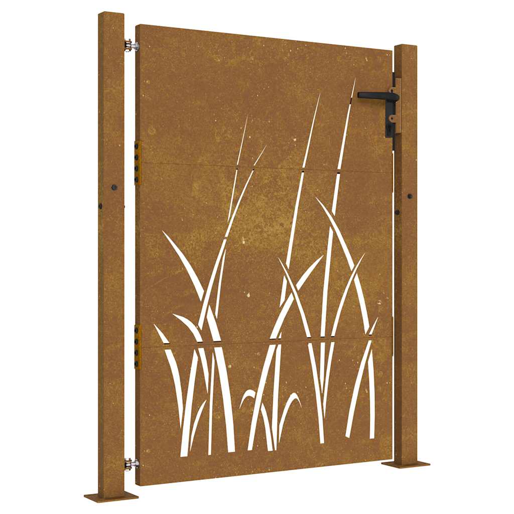 vidaXL Furtka ogrodowa, 100x150 cm, stal kortenowska, motyw trawy