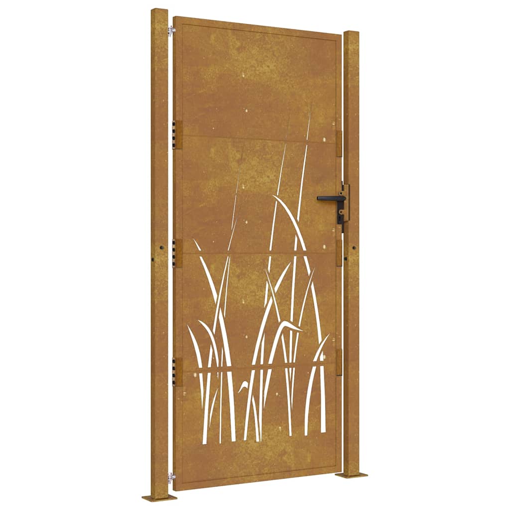 vidaXL Furtka ogrodowa, 100x200 cm, stal kortenowska, motyw trawy
