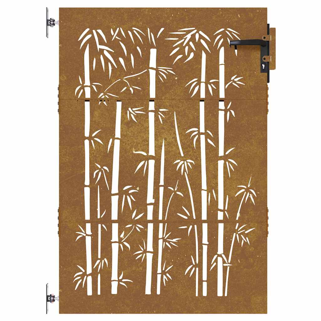 vidaXL Furtka ogrodowa, 85x125 cm, stal kortenowska, motyw bambusa