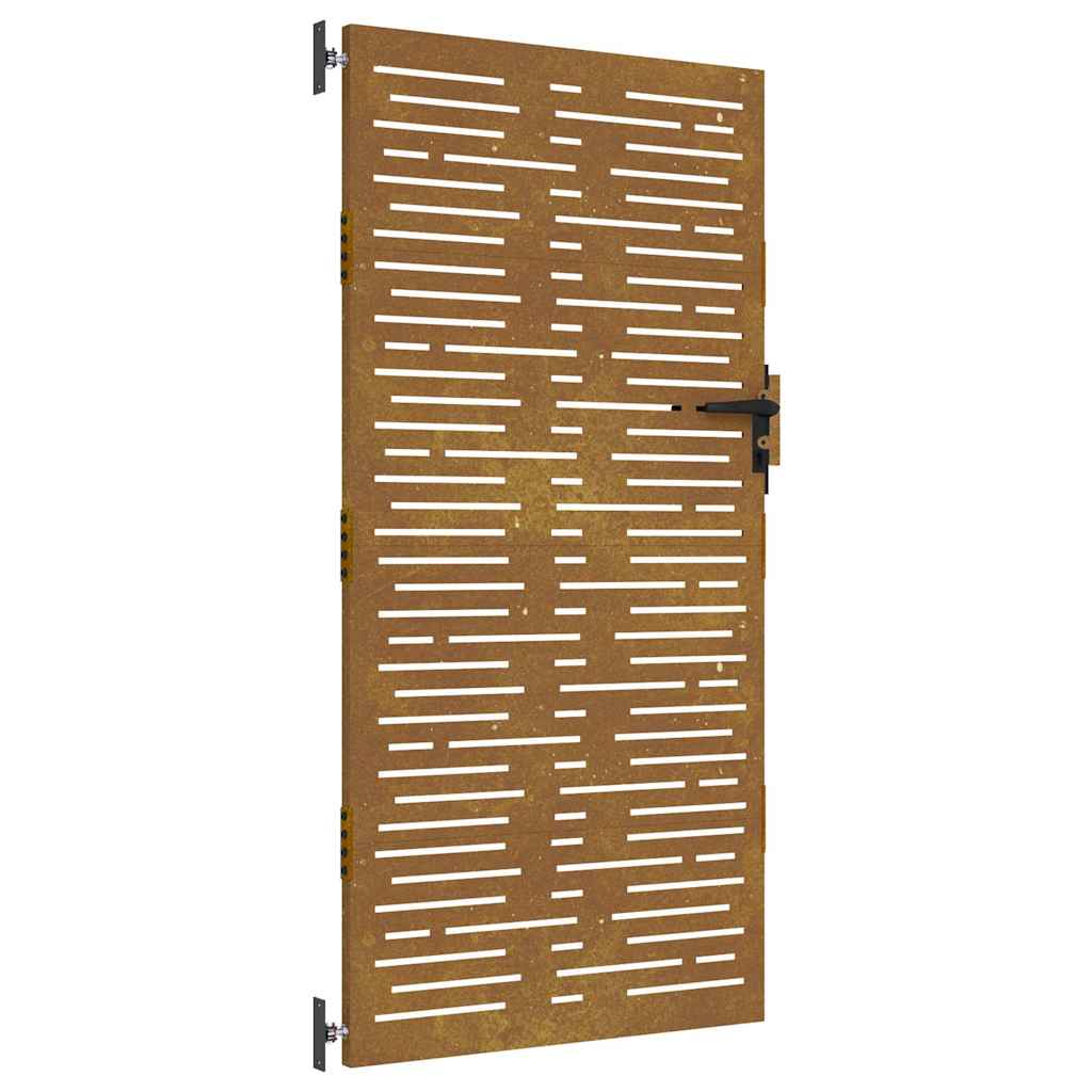 vidaXL Furtka ogrodowa, 85x200 cm, stal kortenowska, motyw prostokątów