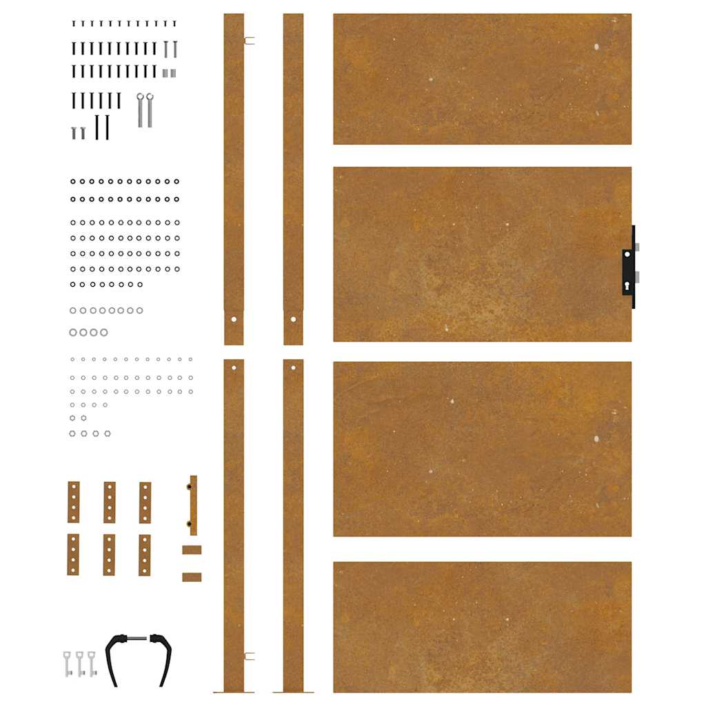 vidaXL Furtka ogrodowa, 100x200 cm, stal kortenowska