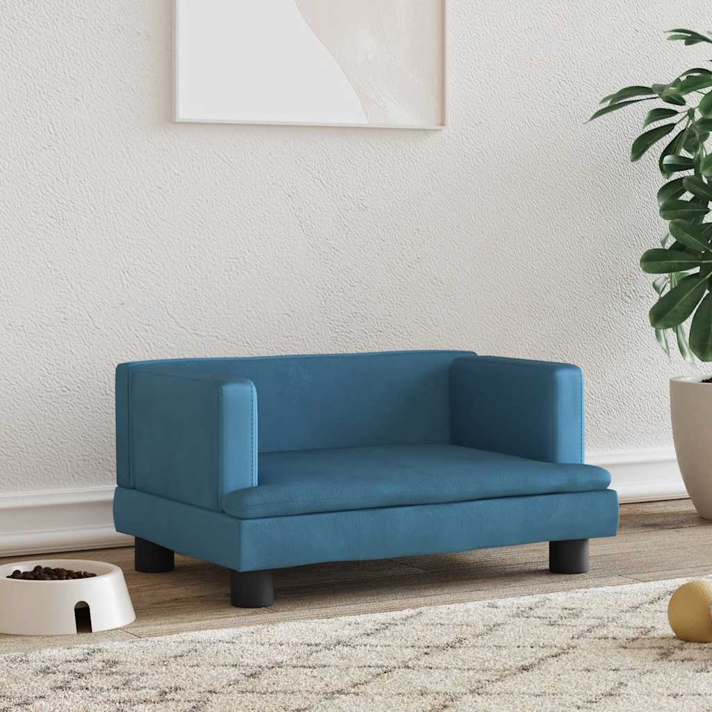 vidaXL Legowisko dla psa, niebieskie, 60x40x30 cm, aksamit