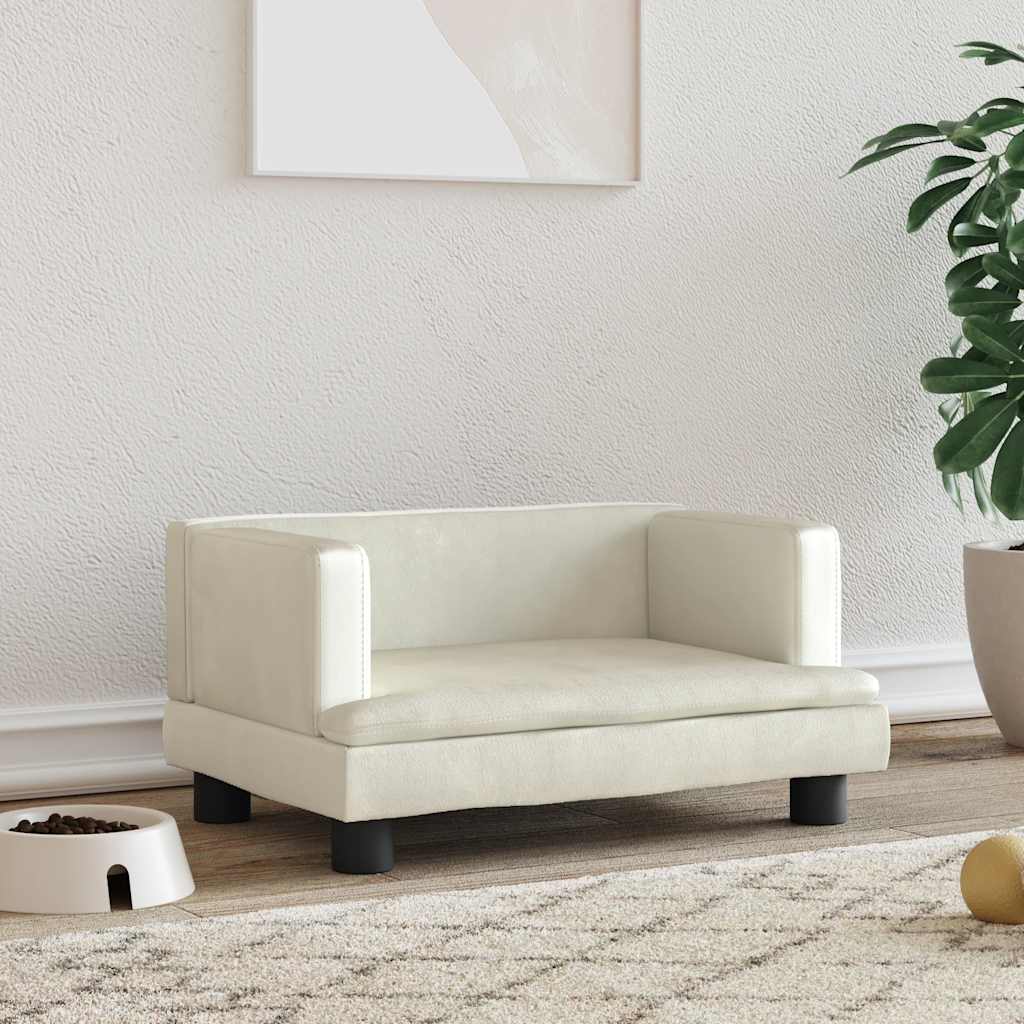 vidaXL Legowisko dla psa, kremowe, 60x40x30 cm, aksamit