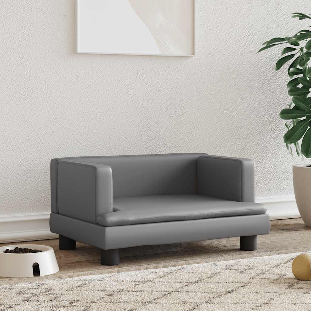 vidaXL Legowisko dla psa, szare, 60x40x30 cm, sztuczna skóra