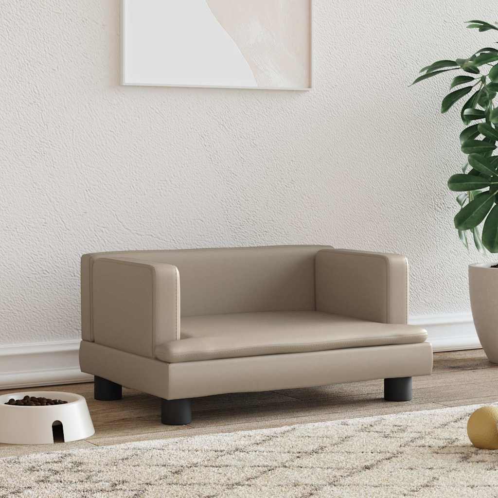 vidaXL Legowisko dla psa, cappuccino, 60x40x30 cm, sztuczna skóra