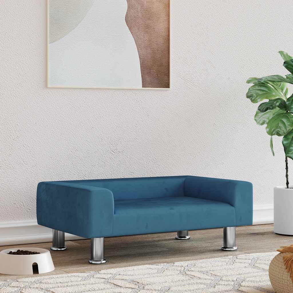 vidaXL Legowisko dla psa, niebieskie, 70x45x26,5 cm, aksamitne