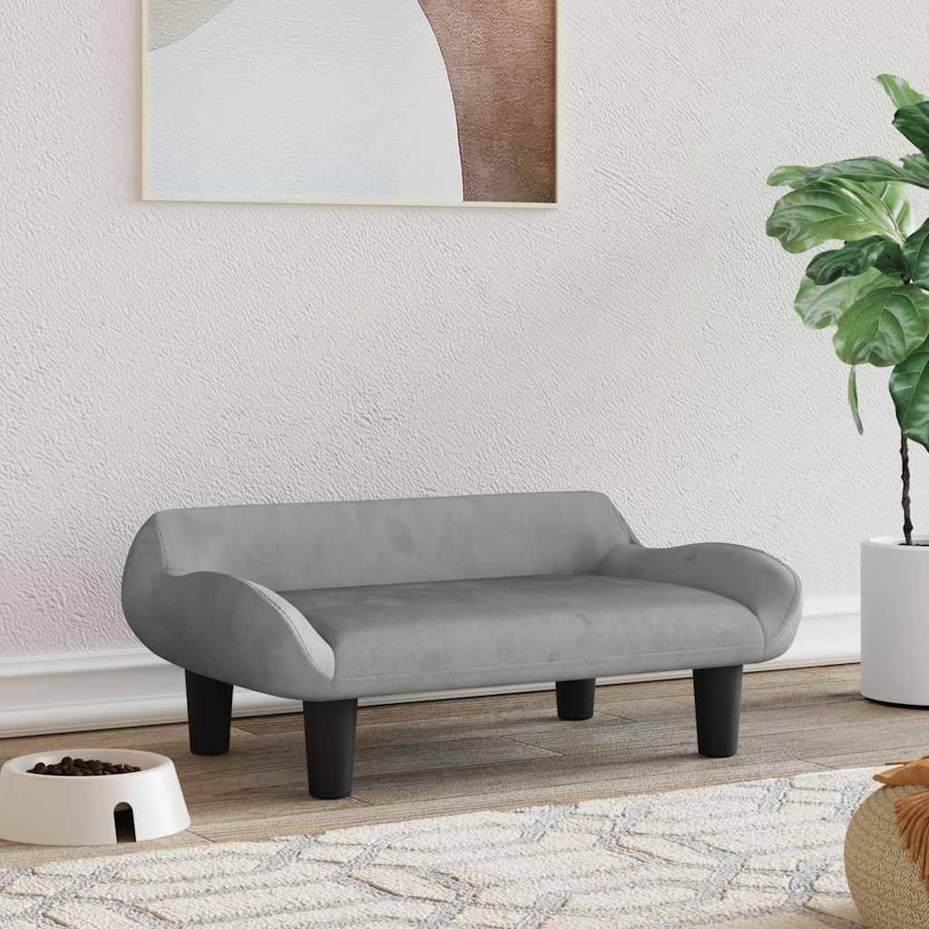 vidaXL Legowisko dla psa, jasnoszare, 70x40x24 cm, aksamitne