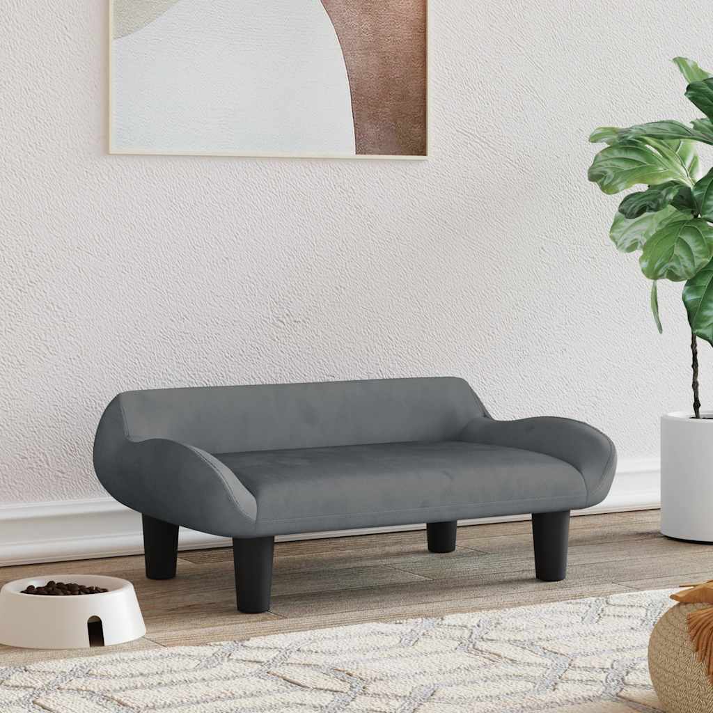 vidaXL Legowisko dla psa, ciemnoszare, 70x40x24 cm, aksamitne