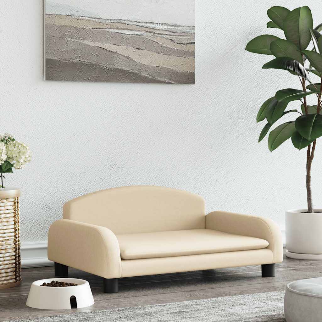 vidaXL Legowisko dla psa, kremowe, 70x45x30 cm, obite tkaniną