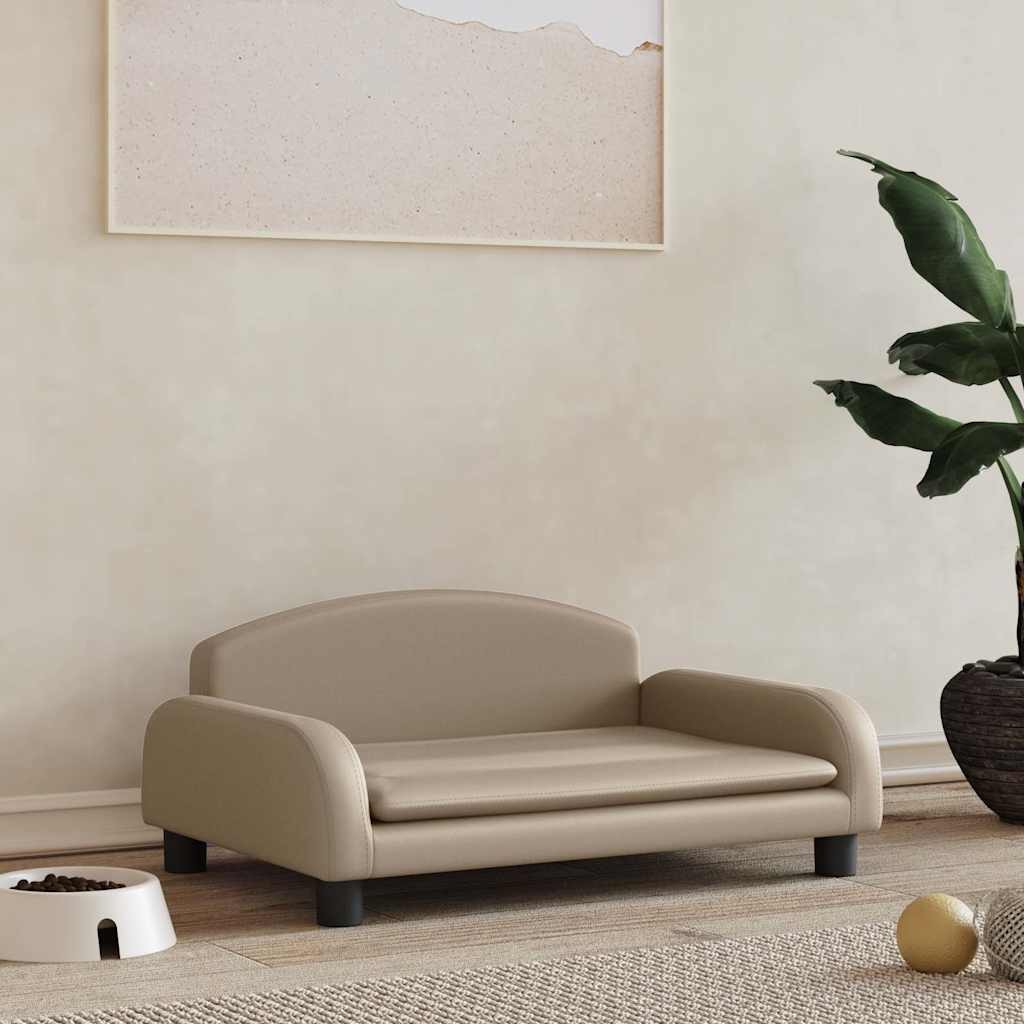 vidaXL Legowisko dla psa, cappuccino, 70x45x30 cm, sztuczna skóra