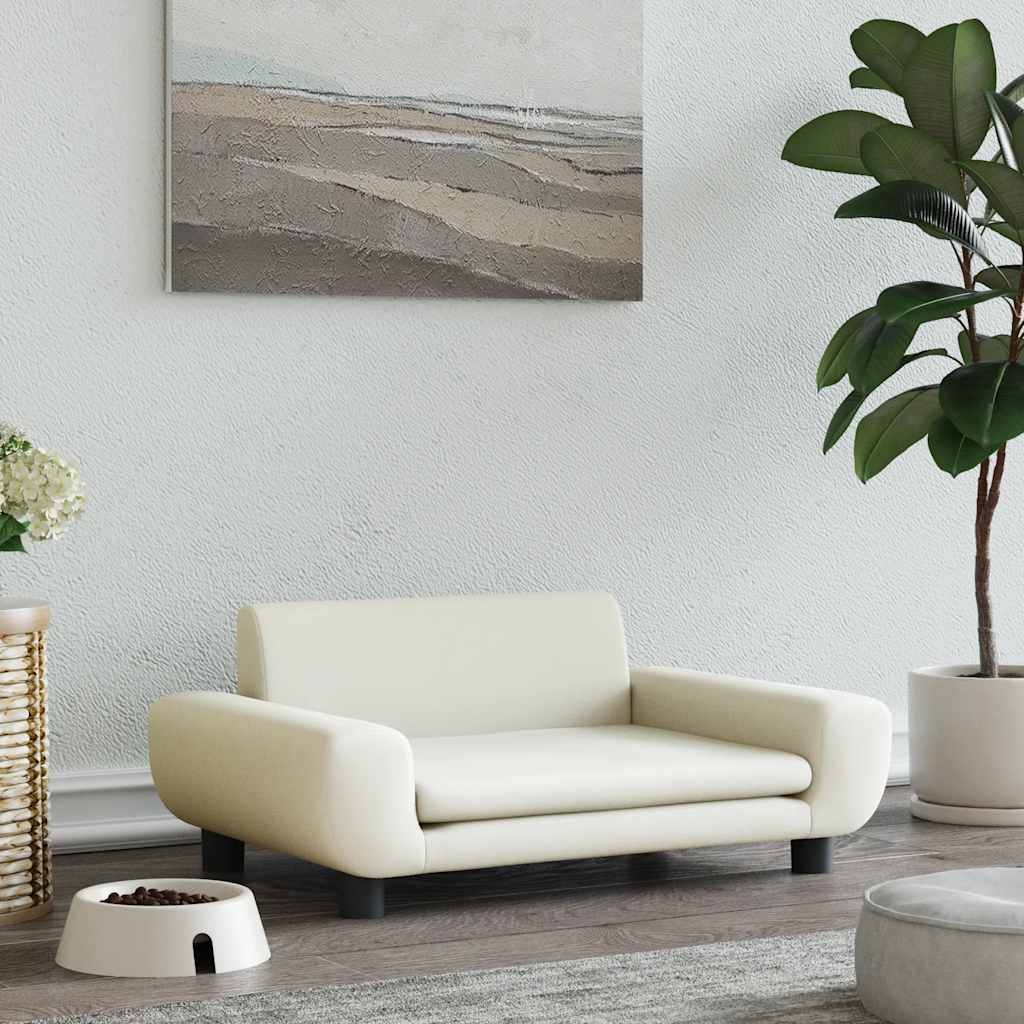 vidaXL Legowisko dla psa, kremowe, 70x45x33 cm, aksamitne