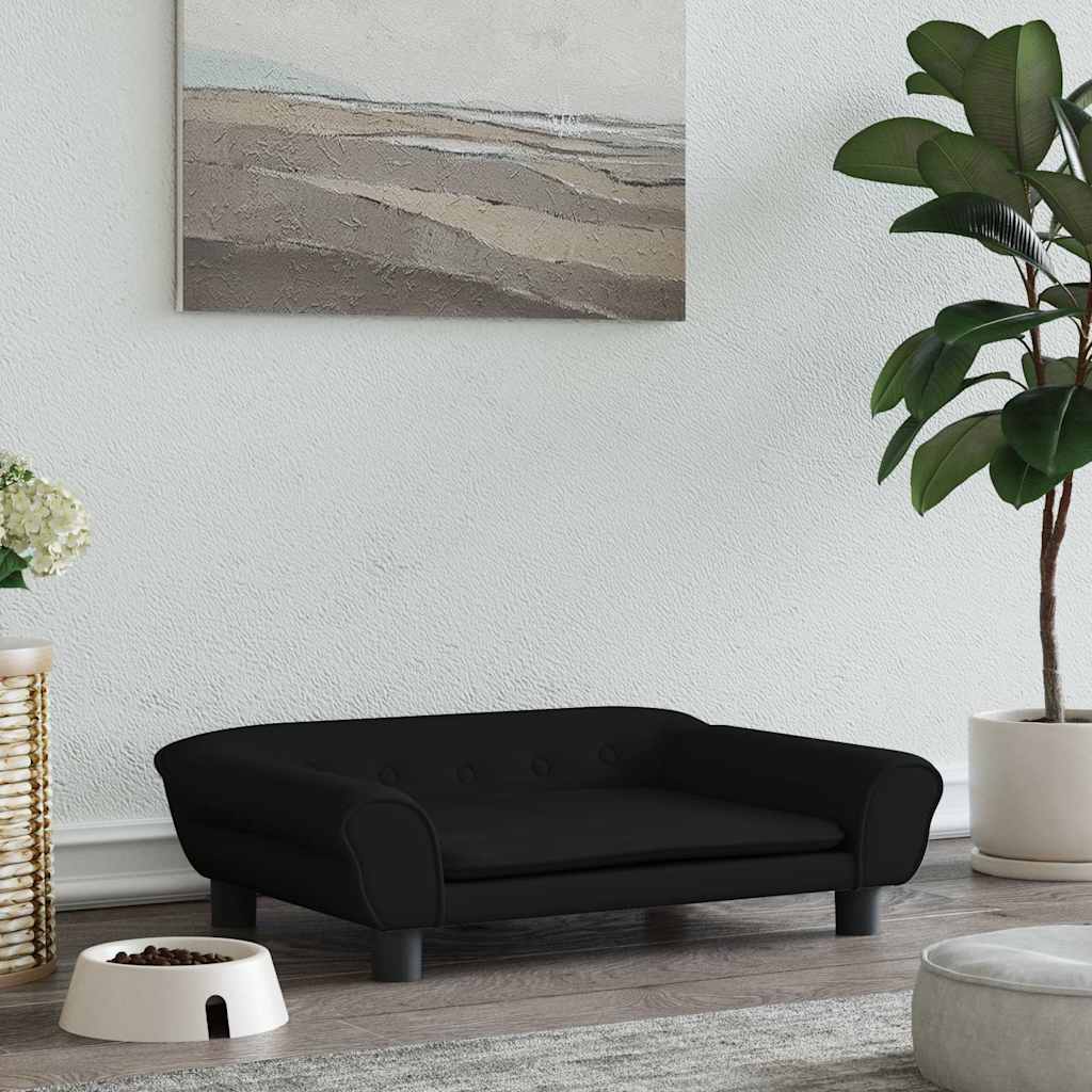 vidaXL Legowisko dla psa, czarne, 70x48x22 cm, aksamitne