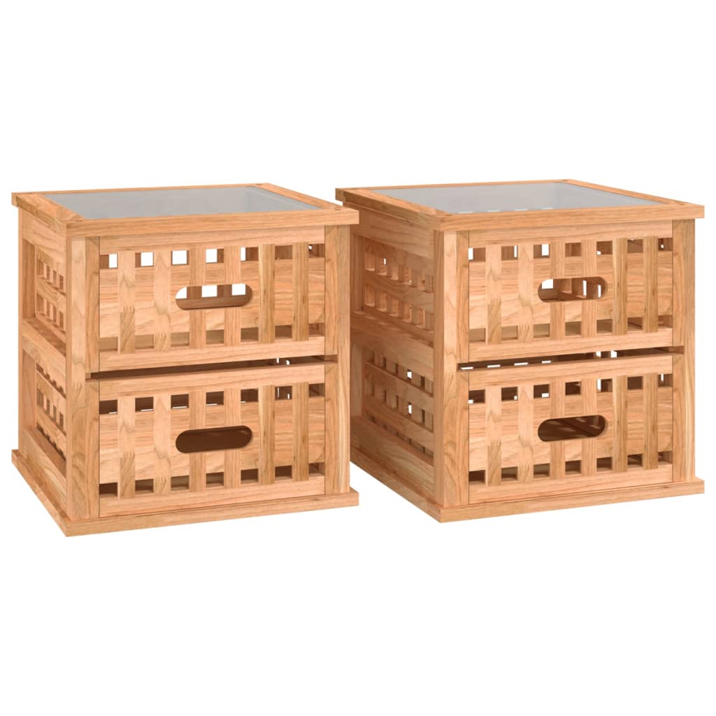 vidaXL Szafki nocne, 2 szt., 34x34x34 cm, drewno orzechowe