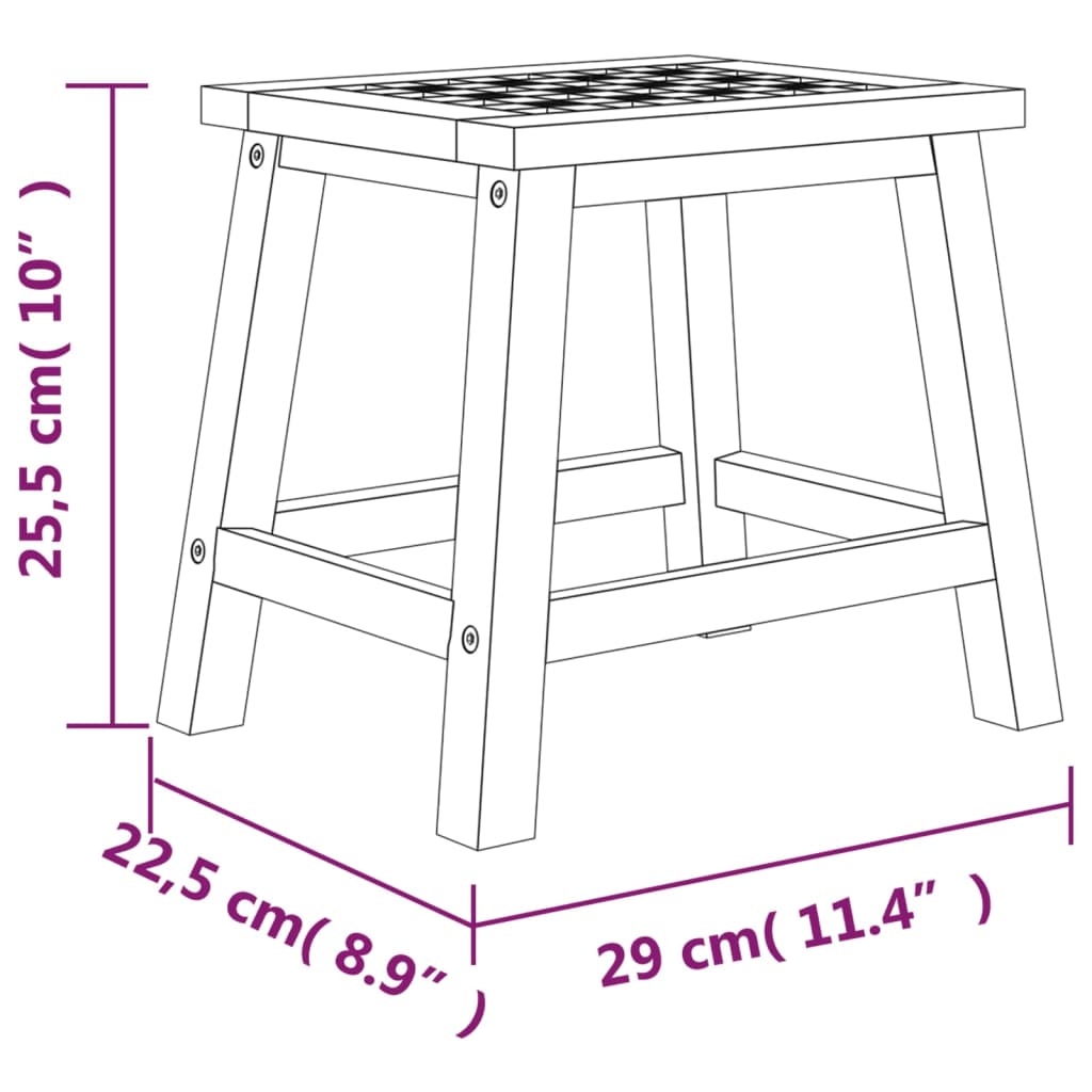 vidaXL Stołek, 29x22,5x25,5 cm, lite drewno orzechowe