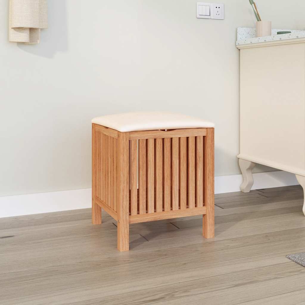vidaXL Stołek do łazienki, 40,5x40x52 cm, lite drewno orzechowe