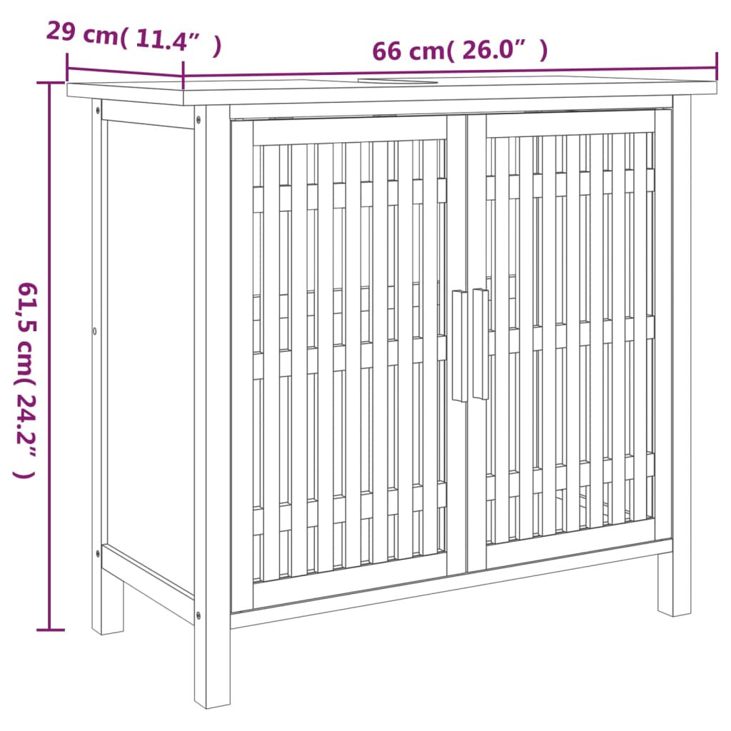vidaXL Szafka pod umywalkę, 66x29x61,5 cm, drewno z orzecha włoskiego