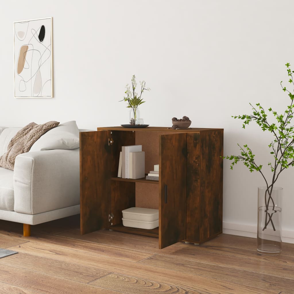 vidaXL Szafka, przydymiony dąb, 80x33x70 cm, materiał drewnopochodny