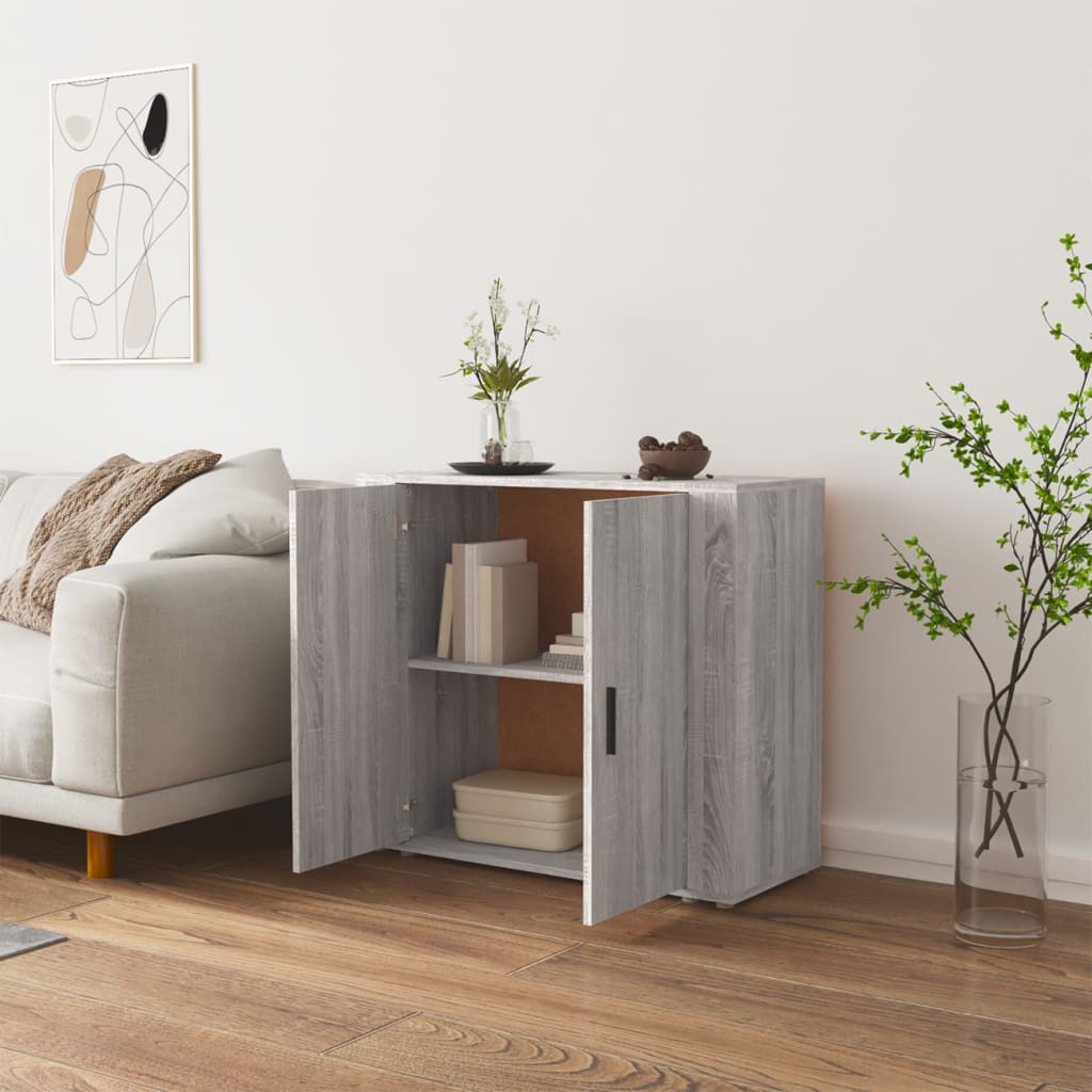 vidaXL Szafka, szary dąb sonoma, 80x33x70 cm, materiał drewnopochodny