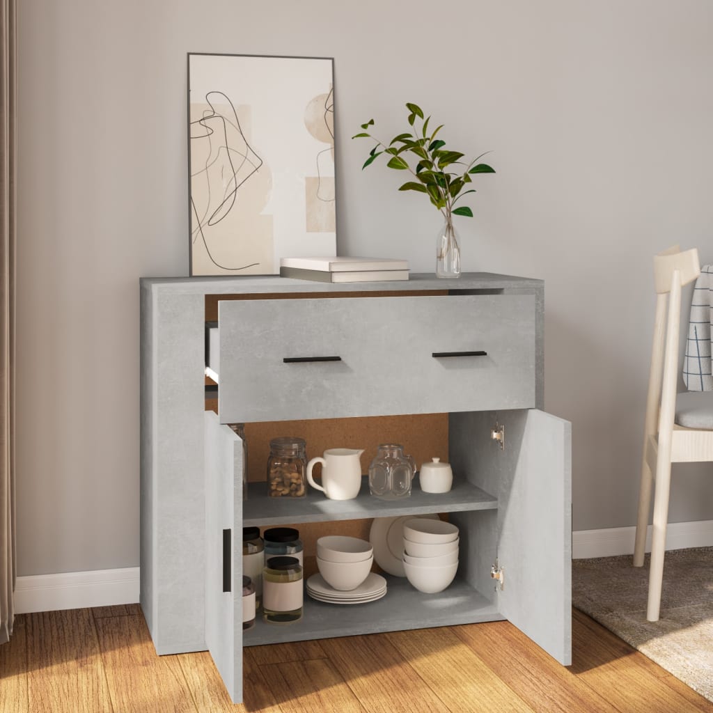 vidaXL Szafka, szarość betonu, 80x33x70 cm, materiał drewnopochodny
