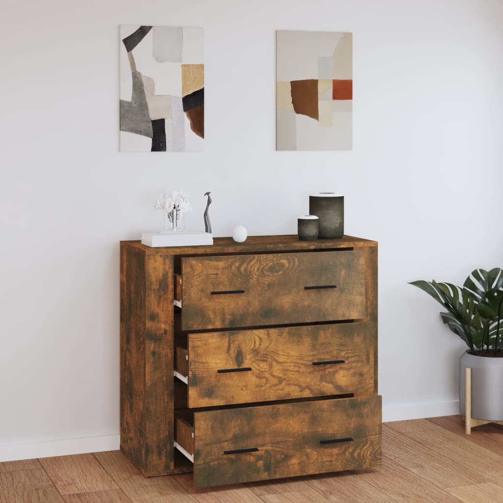 vidaXL Szafka, przydymiony dąb, 80x33x70 cm, materiał drewnopochodny