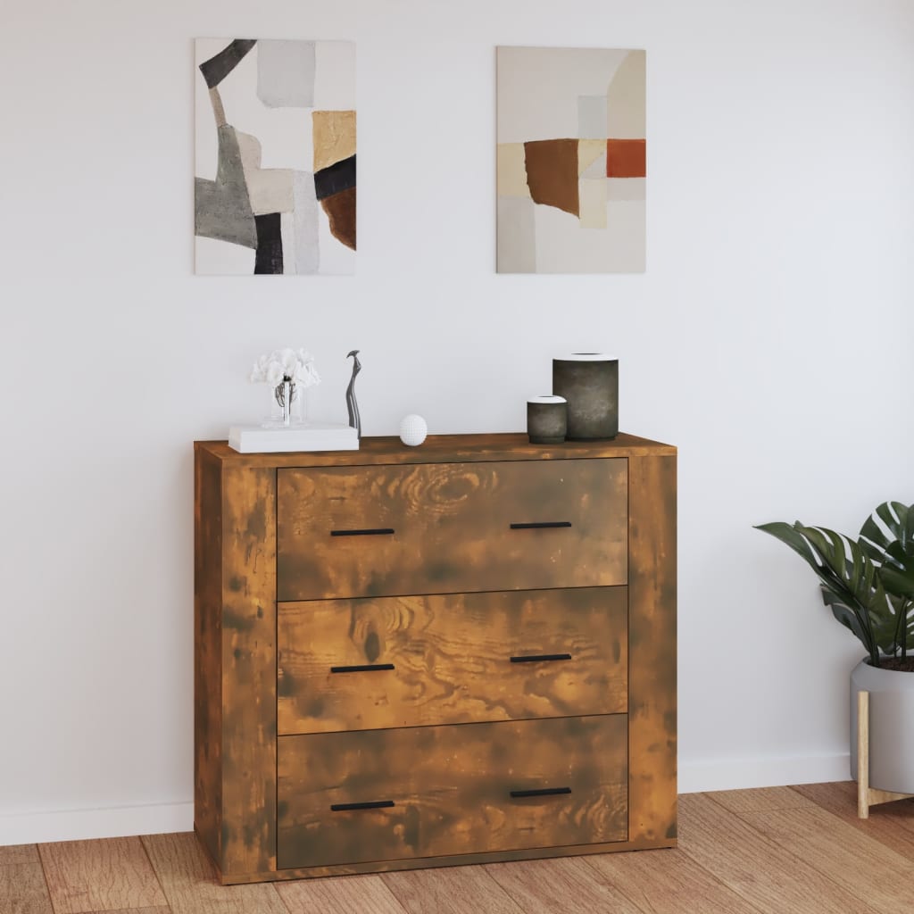 vidaXL Szafka, przydymiony dąb, 80x33x70 cm, materiał drewnopochodny